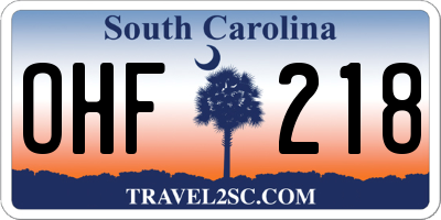 SC license plate OHF218