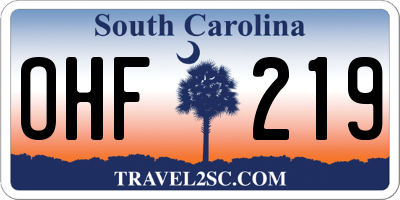 SC license plate OHF219