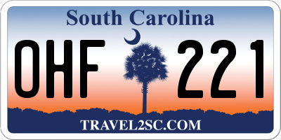 SC license plate OHF221