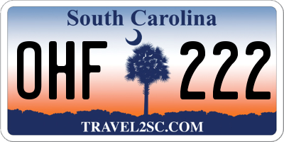 SC license plate OHF222