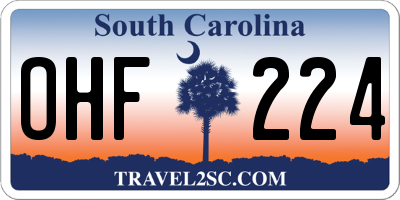 SC license plate OHF224