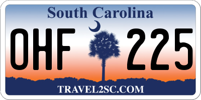 SC license plate OHF225