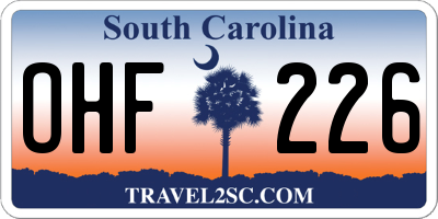 SC license plate OHF226