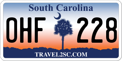 SC license plate OHF228