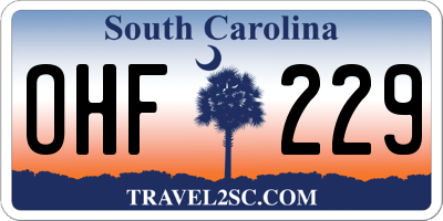 SC license plate OHF229