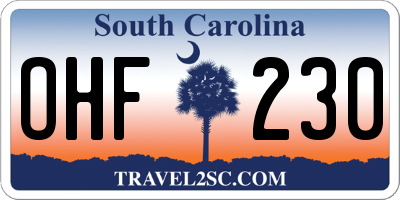 SC license plate OHF230