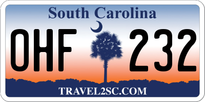 SC license plate OHF232