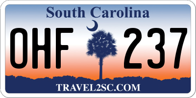 SC license plate OHF237
