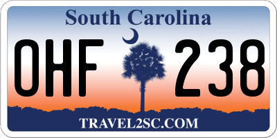 SC license plate OHF238