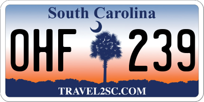 SC license plate OHF239