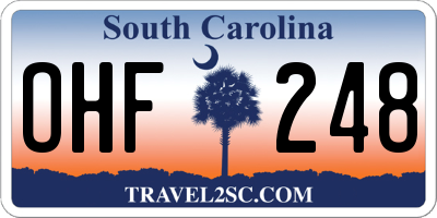 SC license plate OHF248