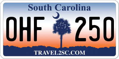 SC license plate OHF250