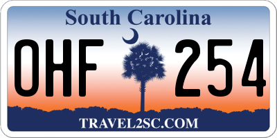 SC license plate OHF254