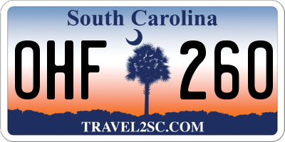SC license plate OHF260
