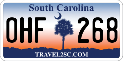 SC license plate OHF268