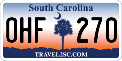 SC license plate OHF270