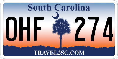 SC license plate OHF274