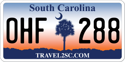 SC license plate OHF288