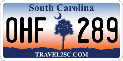 SC license plate OHF289