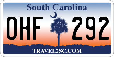 SC license plate OHF292