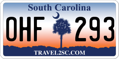 SC license plate OHF293