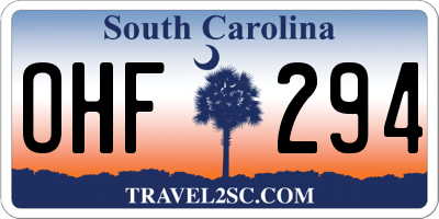 SC license plate OHF294