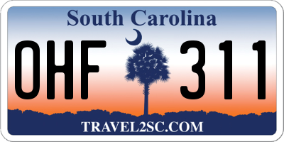 SC license plate OHF311