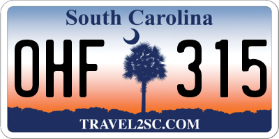 SC license plate OHF315