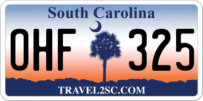 SC license plate OHF325