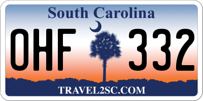 SC license plate OHF332