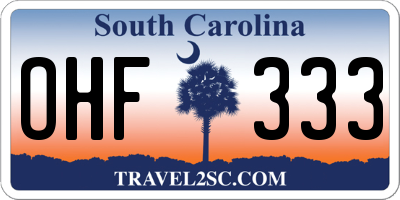 SC license plate OHF333