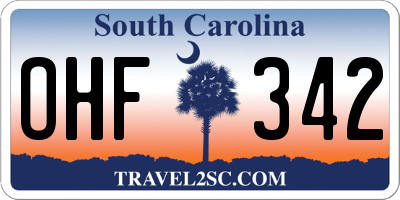 SC license plate OHF342