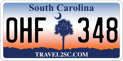 SC license plate OHF348