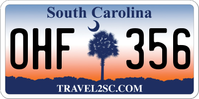 SC license plate OHF356