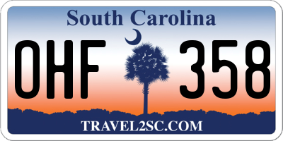 SC license plate OHF358