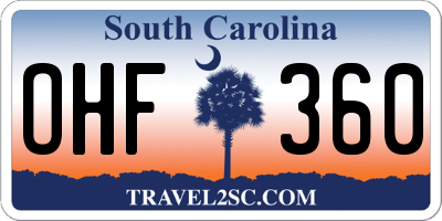 SC license plate OHF360