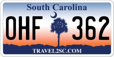 SC license plate OHF362