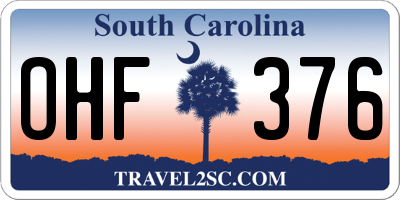 SC license plate OHF376