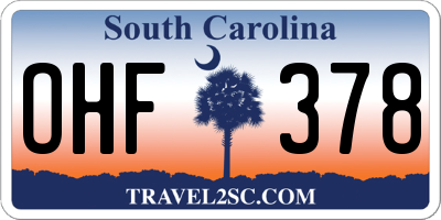 SC license plate OHF378