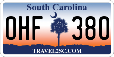 SC license plate OHF380
