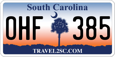 SC license plate OHF385
