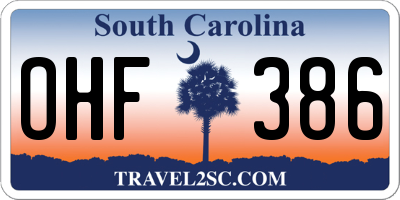 SC license plate OHF386