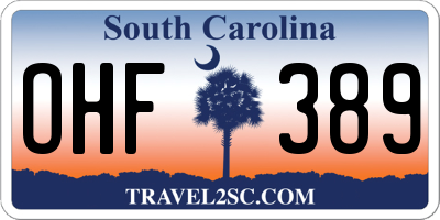 SC license plate OHF389