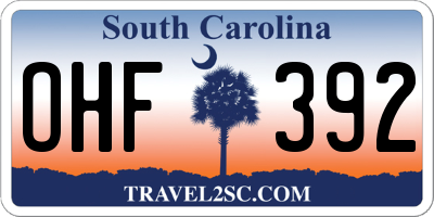 SC license plate OHF392