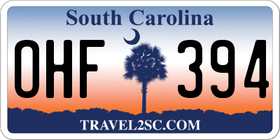 SC license plate OHF394