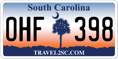SC license plate OHF398