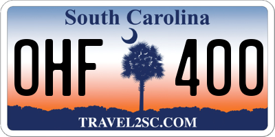 SC license plate OHF400