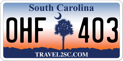 SC license plate OHF403
