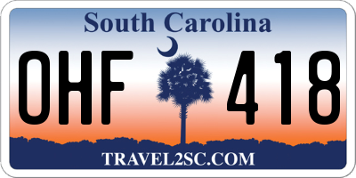 SC license plate OHF418