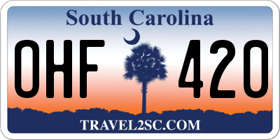 SC license plate OHF420